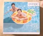 PINEAPPLE RING Inflatable Swimming Pool Tube Float Ages 9+ by INTEX 46"x34" NEW
