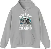 [X.Style] Just A Boy Who Loves Trains Railroad Model Train Locomotive ds029 Hoodie Grey M