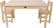 Tikk Tokk Little Boss Rectangle 3 Piece Timber Table & Chair Set, Natural