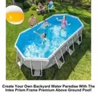 PRISM Swimming Pool Above Ground Steel Frame Oval Pool Set w/Pump, Cover, Ladder