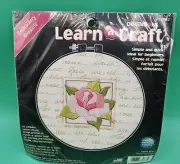 Vintage New Dimensions Learn A Craft Embroidery Kit #73063 Sweet Rose Flower NEW