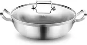 [DELARLO] Tri-Ply Stainless Steel 14 inch Everyday pan With lid, Everything Pan, Durable Deep Saute Pan, 7QT Induction Cooking Pot,Woks & Stir-Fry Pans Oven Safe Stock Pot