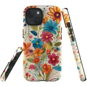 For iPhone 15 Plus Tough Protective Cover, Floral Symphony