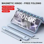 Phone Case For Samsung Galaxy Z Fold 6 Z Fold 5 Z Fold 4 Z Fold 3 Back Cover with Screen Protector Magnetic Full Body Protective Retro Armor PC
