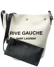 Saint Laurent Rive Gauche Canvas & Leather Bucket Bag NoSize White