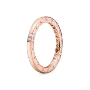 Pandora 189482C01-52 Logo & Hearts Ring - 14k Rose Gold-Plated, Size 52
