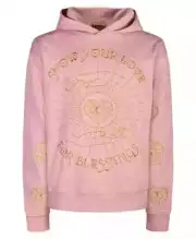 Miracles Manifester Love For Blessings Embroidered Affirmation Hoodie Pink M NWT