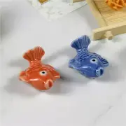 2PC Goldfish Ceramic Chopsticks Holder Marine Life Carp Chopsticks Stand Holder