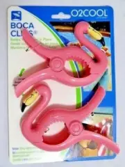 Flamingo Boca Clips Pink 2-Piece Acrylic Holds Beach Towels Bag Tropical NWT