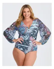 [Taking Shape] Indigo Tiles 2-Way Swimsuit in Print