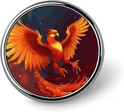 [FZMVSQH] Orange Red Phoenix Printed Round Button Pin Badges Metal Pinback Buttons 1 Inch Pins for Hat Shirt Clothing Bags Decoration, Circular, Aluminum