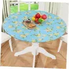 Round Fitted Tablecloth with Elastic Edge, For Up to 36"-44" Round Table Blue