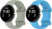 [2Pack] Bands Intended for Google Pixel Watch Fitness Tracker Pixel Smart Watch Band Adjustable Silicone Straps Pixel Watch Wristband Accessories