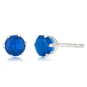 Sterling Silver 5mm 6 Claw Blue Crystal Studs
