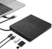 External CD DVD Drive USB 3.0 Type-C CD-RW DVD-R Combo Burner with SD/TF Slot, 2