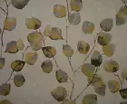 Eucalyptus Tree Leaf Ochre Linen Cotton Fabric Curtain Cushion Upholstery Craft