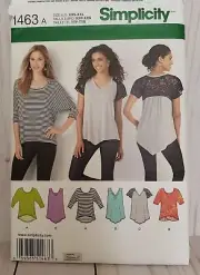 Misses Knit Only, Pull Over, Top Sewing Pattern Simplicity 1463, Casual Shirt