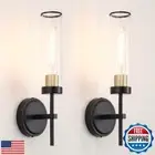 Wall Sconces Set of Two, Black and Gold Bathroom Sconces Wall Lighting with C