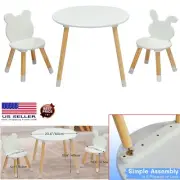 KIds Table and 2 Chairs set Wooden Children Play Multi-Activity Round 3 Pcs Set