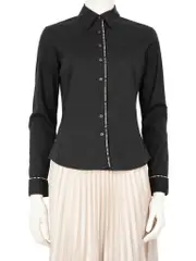 Black Button Up Nova Check Piping Shirt