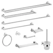 Slimline SS Chrome Roll Holder Shelf Hook Single Double Towel Rail Ring