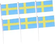 COHEALI 50pcs Hand Held Sweden Flag Stick Flags for International Events and Sticks Portable Party Decoration Lightweight Banners for Celebrations
