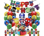 Cartoon SuperHero Avengers Party Set Party Supplies Banner Toppers Balloons Kids Birthday Decoration