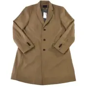 Banana Republic Mens XL-Tall Wool Topcoat Overcoat Coat Camel Tan Long Pea NEW