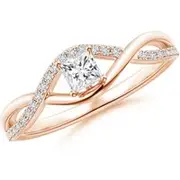 Solitaire Princess-Cut Diamond Infinity Swirl Promise Ring