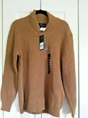 Geoffrey Beene Men's Taupe Brown Long Sleeve Knit Grandpa Sweater Size M NWT