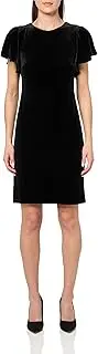 [Tommy Hilfiger] Women's Flutter Sleeve Stretch Velvet Solid Dress