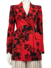 Red Hourglass Floral Pattern Blazer