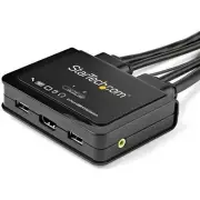 StarTech 2 Port HDMI KVM Switch - 4K 60Hz - Compact UHD HDMI USB KVM Switch with