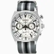 New Watch Seiko Chronograph SSB401P1 White Dial Nylon Strap SSB401 Quartz 10 bar