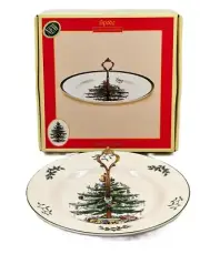 NIB! 2009 Spode Christmas Tree Single Handled 10 ½” Server Tidbit Tray Platter
