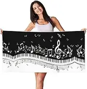 HTTUP Piano Keys with Musical Notes Print Quick Dry Beach Towel Lightweight Oversized for Adults for Travel and Pool Towels