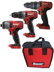 Bauer 20V (Drill/Driver, Hammer Drill/Driver & Hex Compact) - Tools Only -