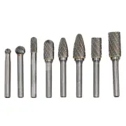 8Pcs 1/4" Shank Carbide Rotary File Burr Bit Electrical Tools Engraving With Box