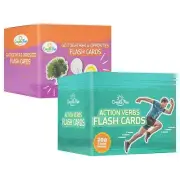 2-in-1 Go Together and Opposites and Action Verbs Flash Cards Bundle - Durabl...