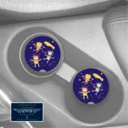 ANIMALS IN OUTER SPACE ASTRONAUT CUSTOM RUBBER CAR COASTER SET (2) FREE SHIP
