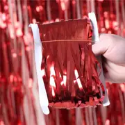 Metallic Red Tinsel Foil Fringe Rain Curtain