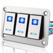 Rocker Switch Panel – 3 Gang Aluminum Toggle Switch Panel 12V/24V Switch Pane...