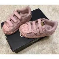 在飛比找蝦皮購物優惠-Adidas Superstar 粉色 金標 魔鬼氈童鞋