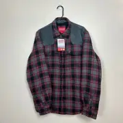 Coleman Jacket Mens Sherpa-Lined Flannel Button-Up Shirt Gray Plaid Shacket Sz L