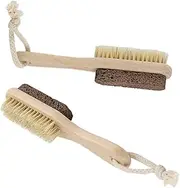 Ipetboom 2pcs Double-sided Callus Remover Brush Foot File Natural Pig Bristle for Dead Skin Removal and Smooth Feet Care Pedicure Tool