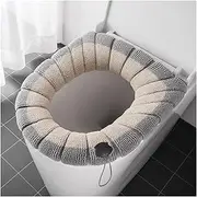 HAKGKFAFMQ Winter Warm Toilet Seat Cover Closestool Mat 1Pcs Washable Bathroom Accessories Knitting Pure Color Soft O-Shape Pad Bidet Cover Toilet seat Cover(Khaki - Gray)