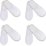MagiSel Unisex Adults Terry Towelling Slippers, 4 Pairs, White, Universal Size, Disposable, Non-Slip, Flat Heel, Plush, Lightweight, Perfect for Hotels, Home, Spa, Guests