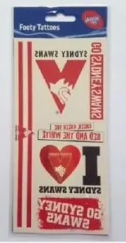 Sydney Swans Official AFL Team Logo & Images Novelty Tattoos Kids Footy Day