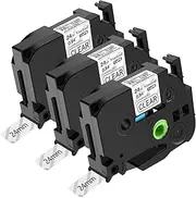 NineLeaf 3 Pack Standard Laminated Label Tape Cartridge Compatible for Brother P-Touch TZe-151 TZ151 TZe151 Black on Clear 0.94 Inch 26.2 Feet (24mm 8m)