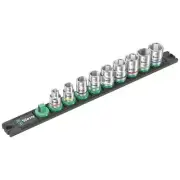 Wera 05005430001 Hex 3/8" Drive Rail B 4 Zyklop Socket Set, 9 Pieces